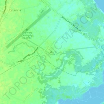 Mapa topográfico Nalook, altitud, relieve