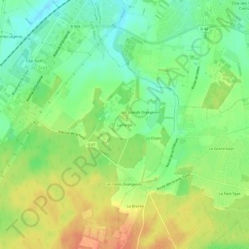 Mapa topográfico La Farge, altitud, relieve