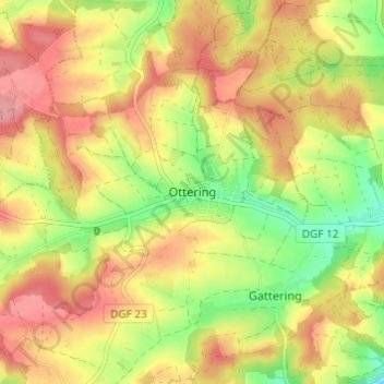 Mapa topográfico Ottering, altitud, relieve