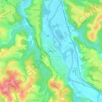 Mapa topográfico Hiribehere, altitud, relieve