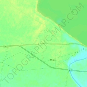 Mapa topográfico Nanakmata, altitud, relieve