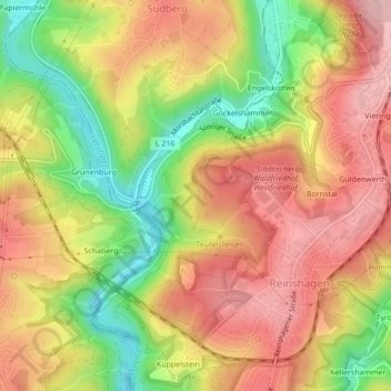 Mapa topográfico Schimmelbusch, altitud, relieve