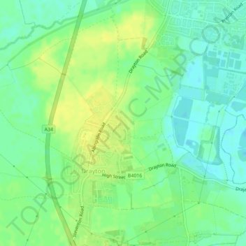 Mapa topográfico Sutton Wick, altitud, relieve