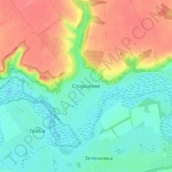 Mapa topográfico Storozhove, altitud, relieve