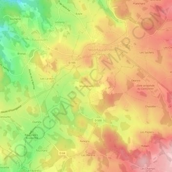 Mapa topográfico Montalivet, altitud, relieve