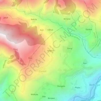 Mapa topográfico Singhat, altitud, relieve