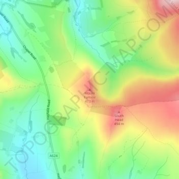 Mapa topográfico Mount Famine, altitud, relieve