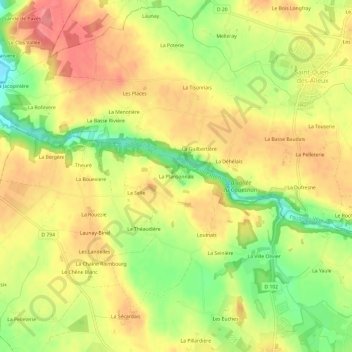 Mapa topográfico La Plansonnais, altitud, relieve
