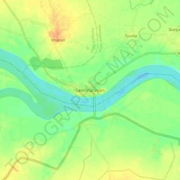 Mapa topográfico Seorinarayan, altitud, relieve