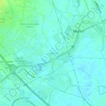Mapa topográfico Lagundi, altitud, relieve