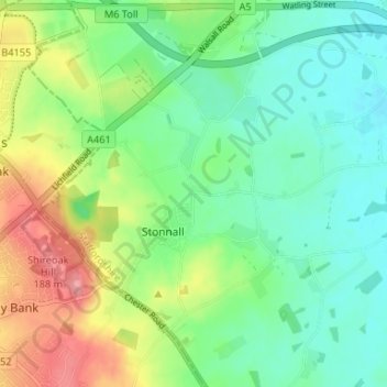 Mapa topográfico Lynn, altitud, relieve