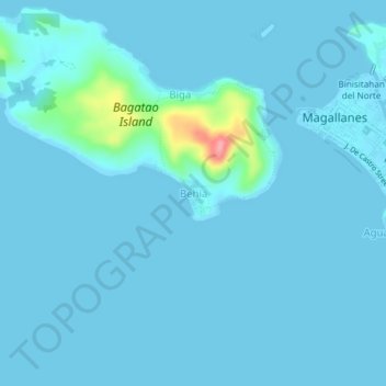 Mapa topográfico Behia, altitud, relieve