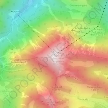 Mapa topográfico Hochfelln, altitud, relieve