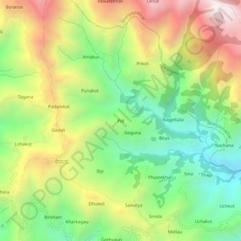 Mapa topográfico Pid, altitud, relieve