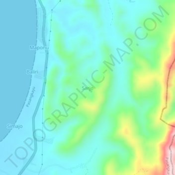 Mapa topográfico Sarjo, altitud, relieve