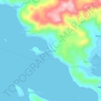 Mapa topográfico Mayabay, altitud, relieve