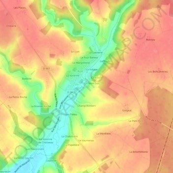 Mapa topográfico La Fosse, altitud, relieve
