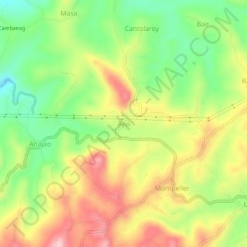 Mapa topográfico Apo, altitud, relieve