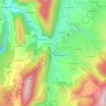 Mapa topográfico L'Essarton, altitud, relieve