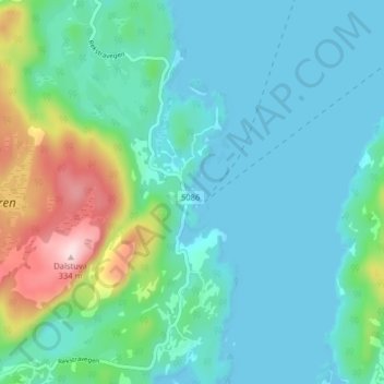Mapa topográfico Reksteren, altitud, relieve
