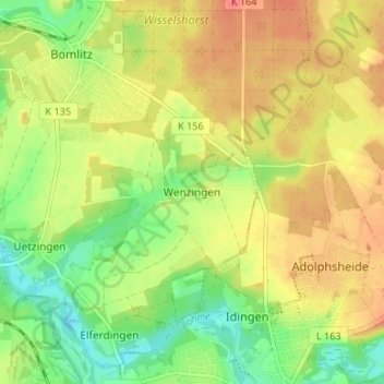 Mapa topográfico Wenzingen, altitud, relieve