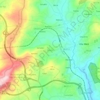 Mapa topográfico Ataíde, altitud, relieve