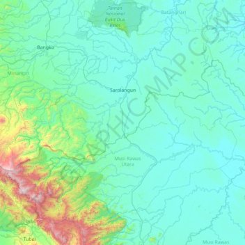 Mapa topográfico Singkut, altitud, relieve