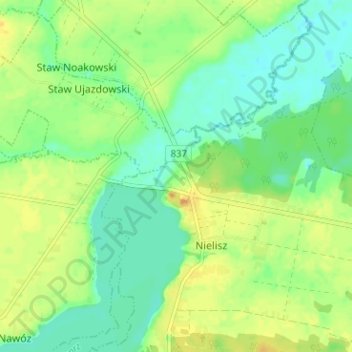 Mapa topográfico Gaciska, altitud, relieve
