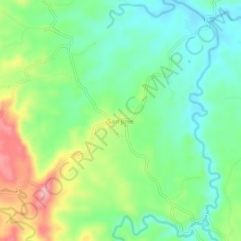 Mapa topográfico San Jose, altitud, relieve