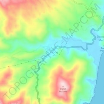 Mapa topográfico Molobog, altitud, relieve