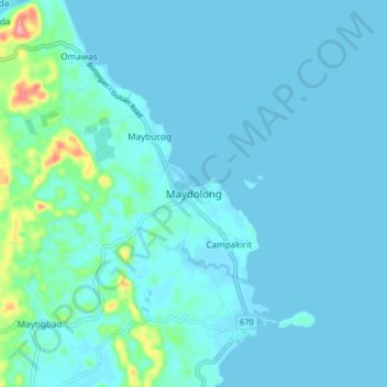 Mapa topográfico Maydolong, altitud, relieve