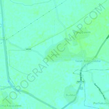 Mapa topográfico Yazali, altitud, relieve