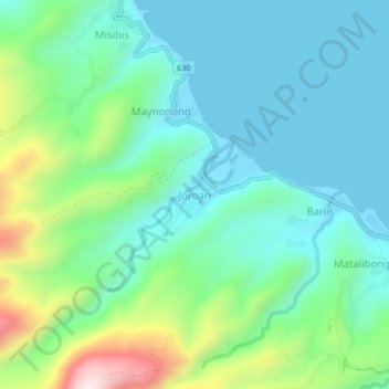 Mapa topográfico Joroan, altitud, relieve