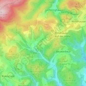 Mapa topográfico Roscheid, altitud, relieve