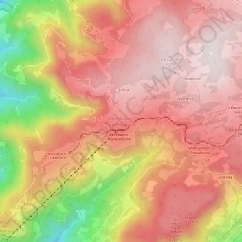 Mapa topográfico Oberbozen - Soprabolzano, altitud, relieve