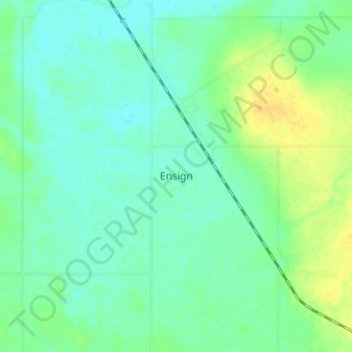 Mapa topográfico Ensign, altitud, relieve
