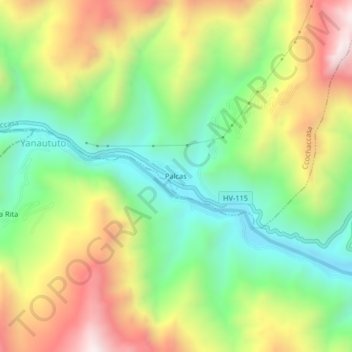 Mapa topográfico Palcas, altitud, relieve