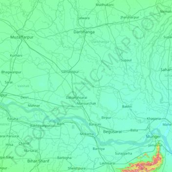 Mapa topográfico Samastīpur, altitud, relieve