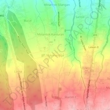 Mapa topográfico Maymangga, altitud, relieve