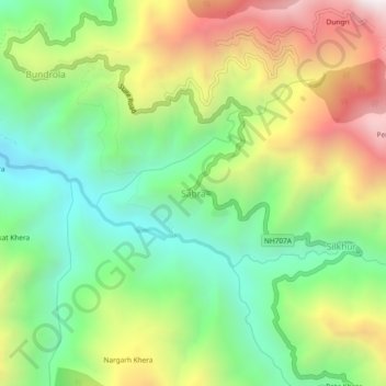 Mapa topográfico Sabra, altitud, relieve