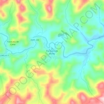 Mapa topográfico Paracatu de Baixo, altitud, relieve