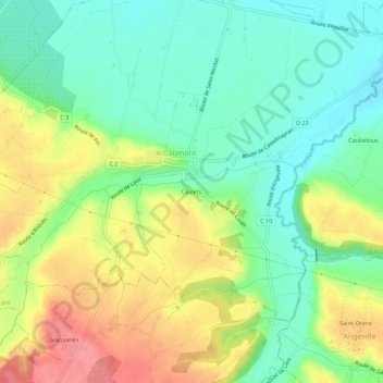 Mapa topográfico Caulets, altitud, relieve