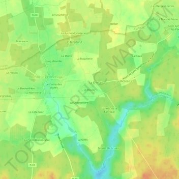 Mapa topográfico Le Boulay, altitud, relieve