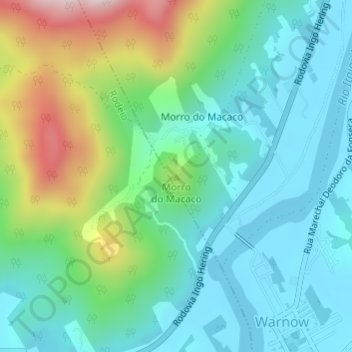 Mapa topográfico Morro do Macaco, altitud, relieve