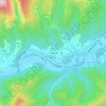 Mapa topográfico Borie Basse, altitud, relieve