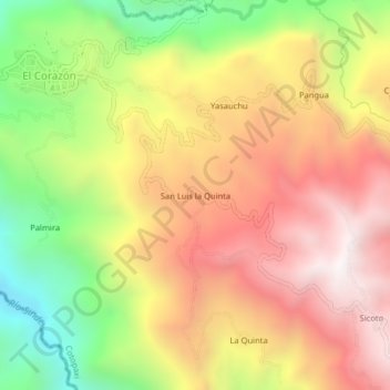 Mapa topográfico San Luis la Quinta, altitud, relieve