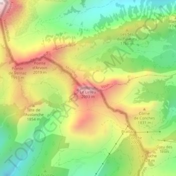 Mapa topográfico Le Linleu, altitud, relieve