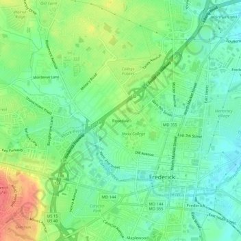 Mapa topográfico Rosedale, altitud, relieve