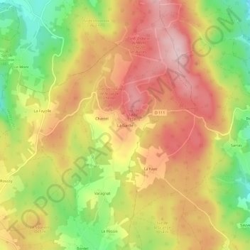 Mapa topográfico La Garde, altitud, relieve