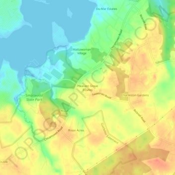 Mapa topográfico Pleasant Grove Estates, altitud, relieve